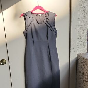 Gray Sleeveless Sheath Dress with Cowl Neck for Work